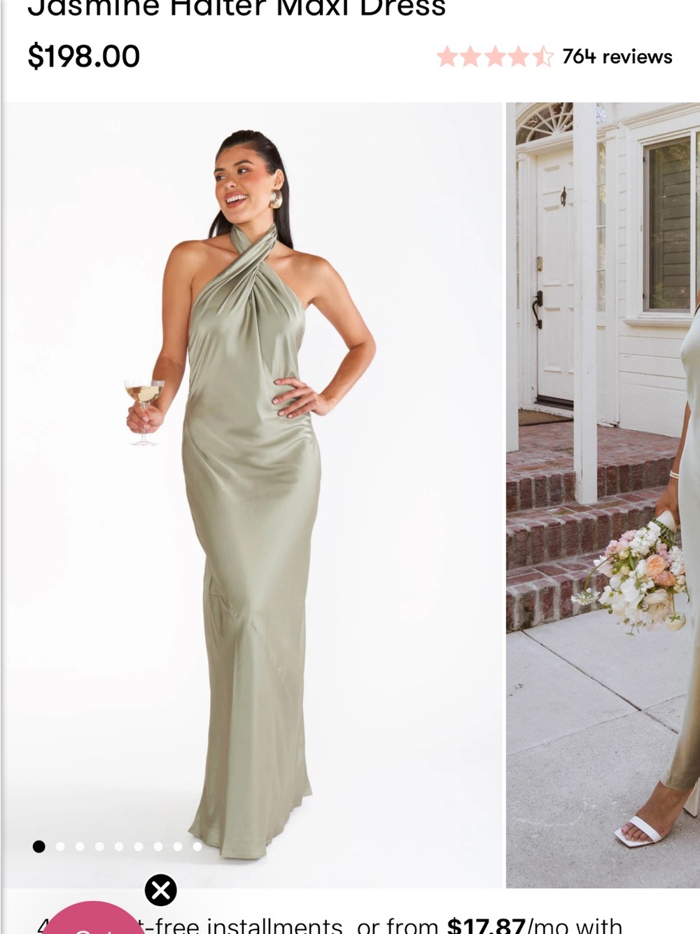 Show Me Your MuMu Sage Satin Twist-Halter Maxi Dress